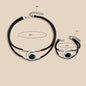 Modern Elegance Black and Silver Leather Choker and Bracelet Combo