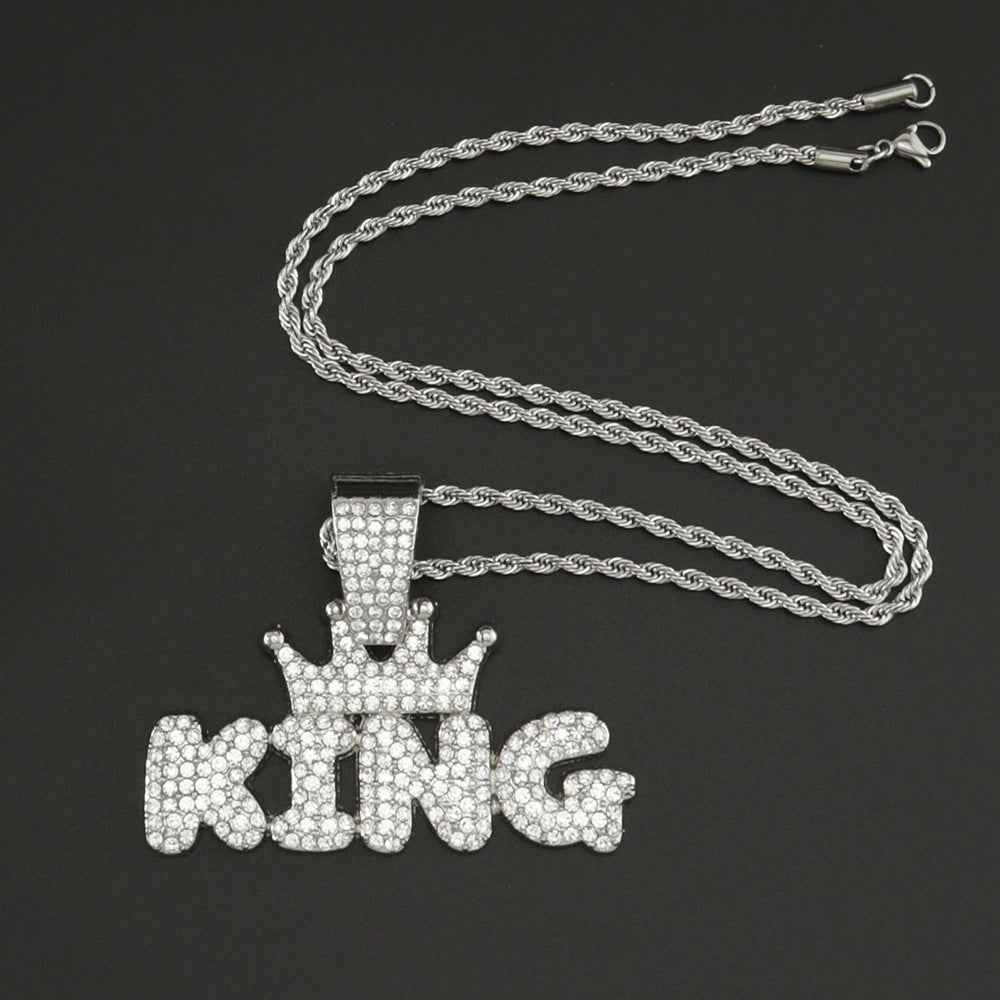 Men's Fashion Necklace with Diamond Pendant in Alloy