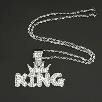 Men's Fashion Necklace with Diamond Pendant in Alloy