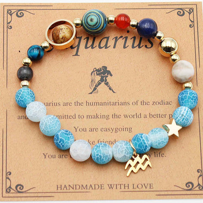 Twelve Constellations Bracelets - Natural Stone Beaded Bracelets with Eight Planet Designs