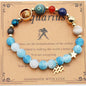 Twelve Constellations Bracelets - Natural Stone Beaded Bracelets with Eight Planet Designs
