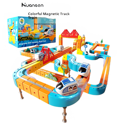 New Children'S Educational Electric Magnetic High-Speed Train Magic Track Cube Diy Magnetic Assembly Toy For Boys And Girls