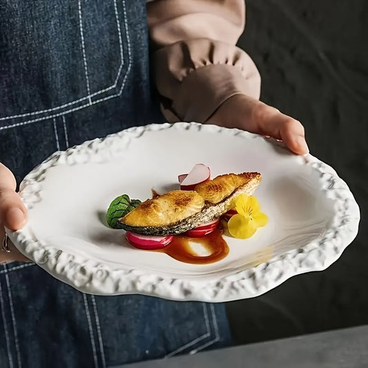 Elegant Textured Ceramic Dinner Plate  HeatResistant  LeakProof
