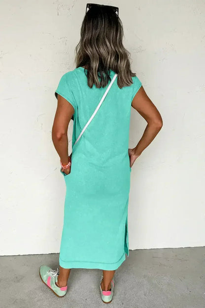 Carrot Mineral Wash Pocketed T-shirt Dress