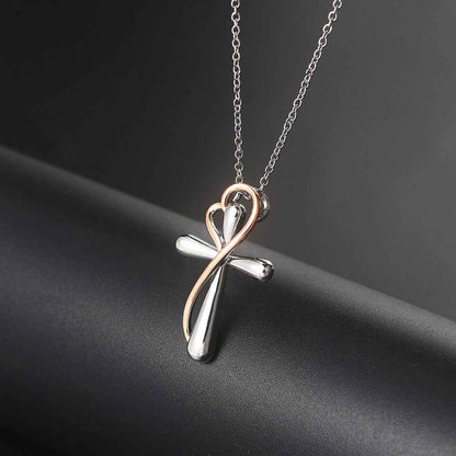 Heart-shaped Cross Necklace - Simple Color Separation Electroplating Design