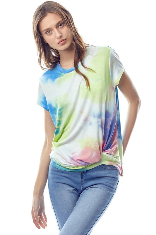 Tie-Dye Twist Front Short Sleeve Top | Apparel | Kitchen + Metal