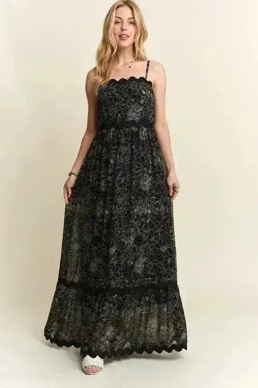 Floral Maxi Cami Dress – Adjustable Straps & Flowy Silhouette