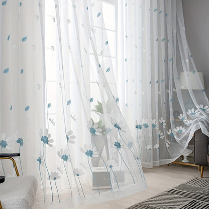 Elegant Floral Embroidered Tulle Curtain for Home Decor