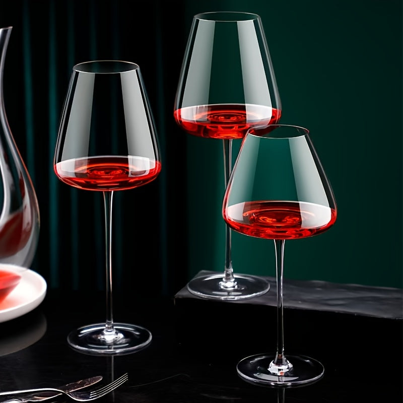 1pc Elegant Hand-Blown Lead-Free Glasses, Reusable Stemmed Anti-Slip