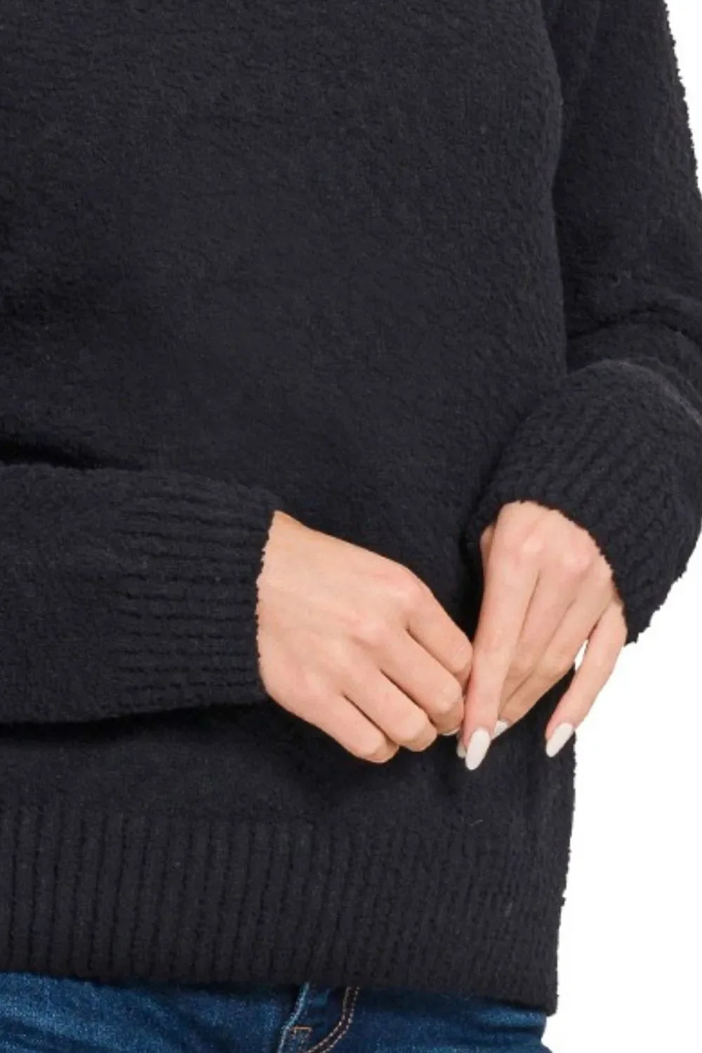 Zenana Turtle-neck Long Sleeve Sweater in Black