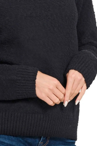 Zenana Turtle-neck Long Sleeve Sweater in Black