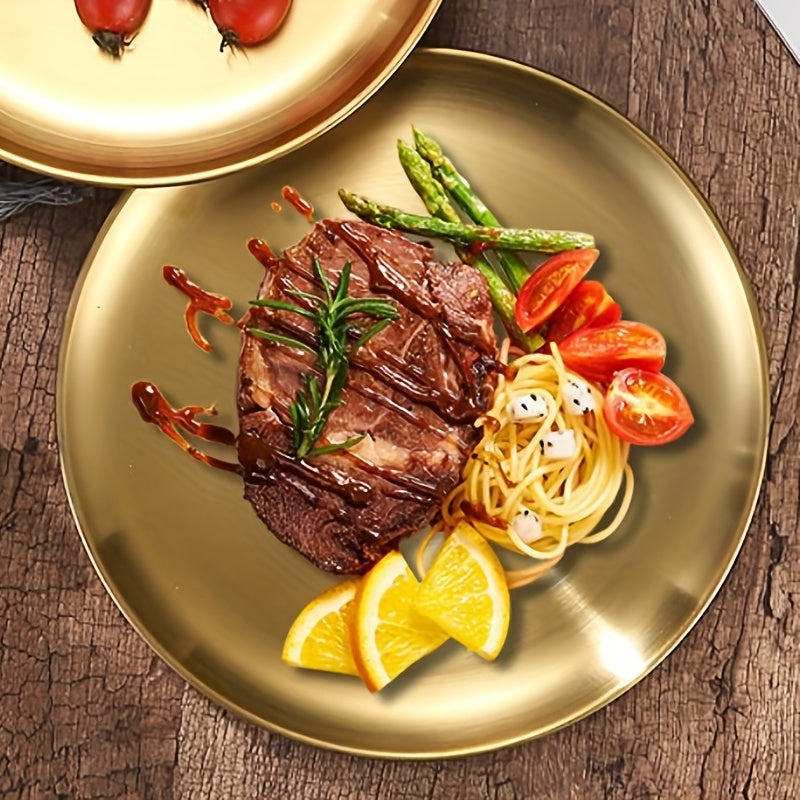 Elegant Stainless Steel Dessert  Snack Plate  Retro Style | Kitchen [Metal] | Kitchen + Metal