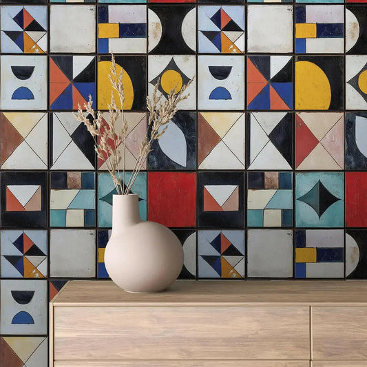 Mid-Century Artisan Tile Mural