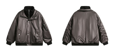 American-style Fake Two-piece Suede Bomber Jacket Cotton-padded Jacket