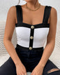 Women's Color Block Slim Fit Vest - Square Neck Sleeveless Women's Top