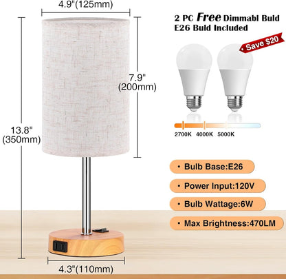 Table Lamp for Bedroom Set of 2, Bedside Small Lamps with 3 Way | Lighting | Kitchen + Metal