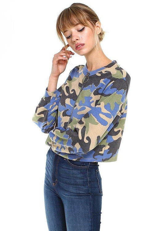 Cropped Camo Zip-Up Jacket – Casual and Trendy | Apparel | Kitchen + Metal
