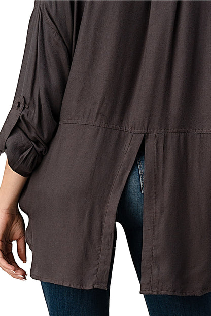 Button-Up Oversized Shirt with Front Pockets | Apparel | Kitchen + Metal