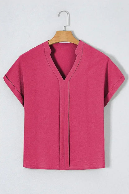 White Notched Neck Batwing Sleeve Blouse | Femstylo