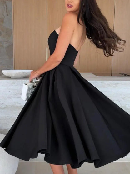 Solid Color Tube Dress Midi for Chic and Stylish Looks