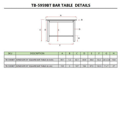 Windsor 59" Square Bar Table