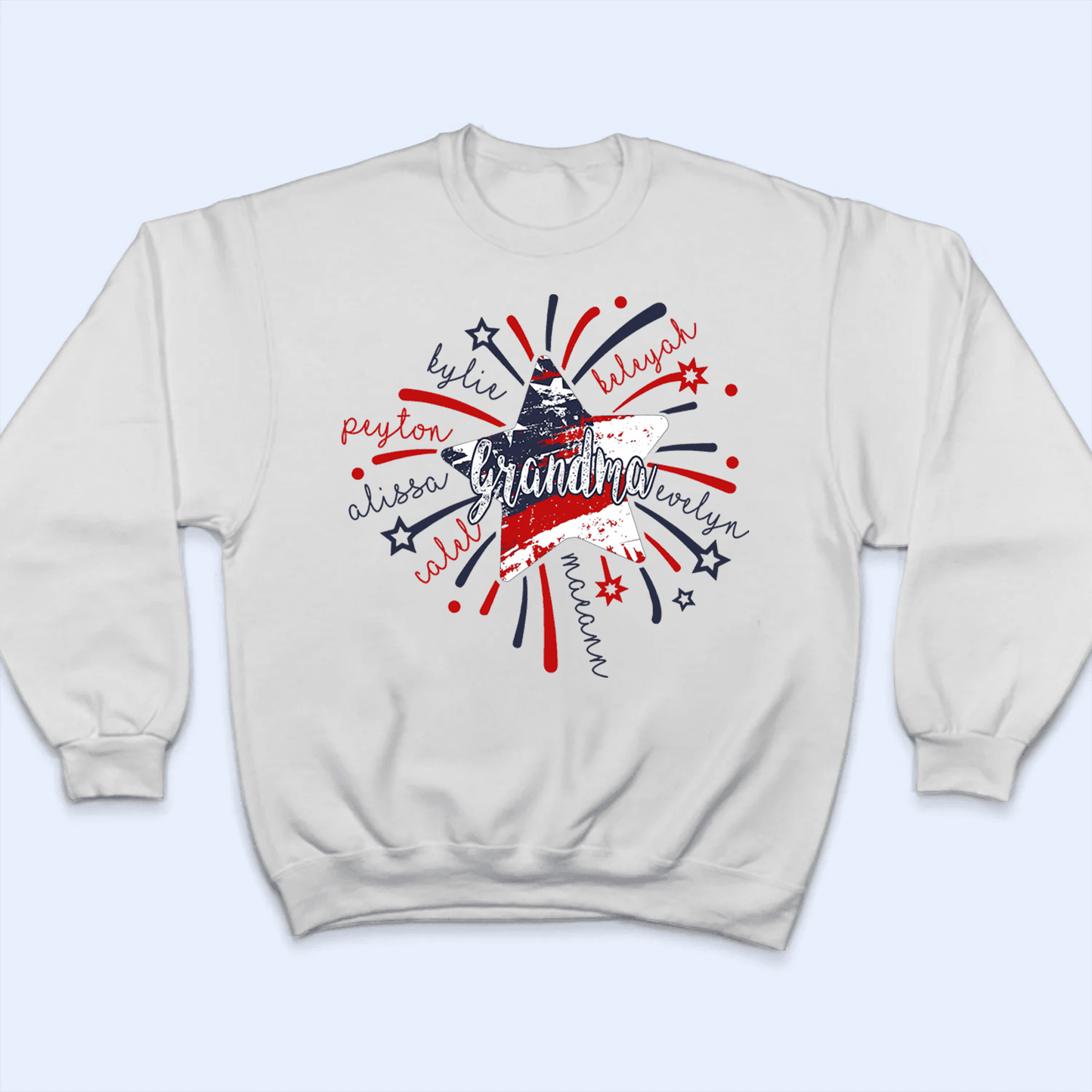 4th of July Firework America Flag - Personalized Custom T Shirt - Birthday, Loving, Funny Gift for Grandma/Nana/Mimi, Mom, Wife, Grandparent