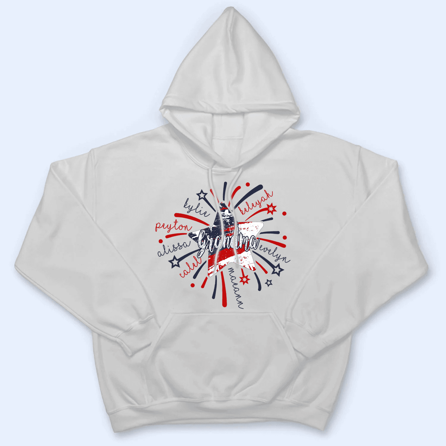4th of July Firework America Flag - Personalized Custom T Shirt - Birthday, Loving, Funny Gift for Grandma/Nana/Mimi, Mom, Wife, Grandparent