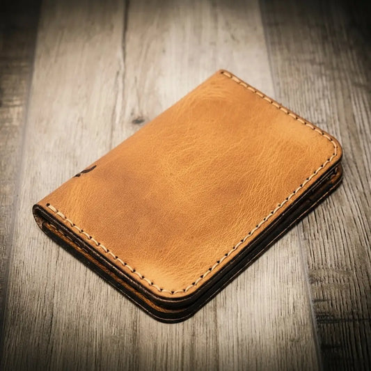 The Tyler Vertical Wallet - Saddle Tan