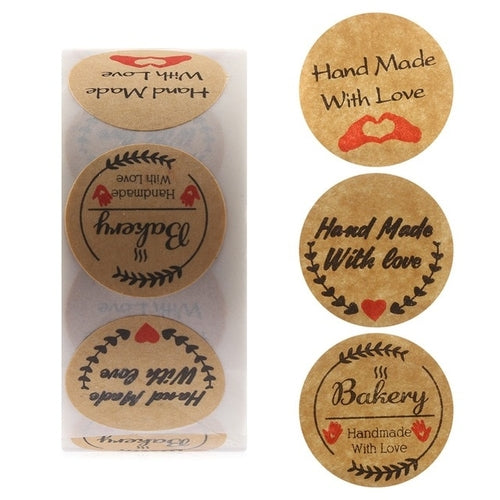 500PCS Thank You Kraft Handmade Stickers Cards Box