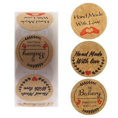 500PCS Thank You Kraft Handmade Stickers Cards Box