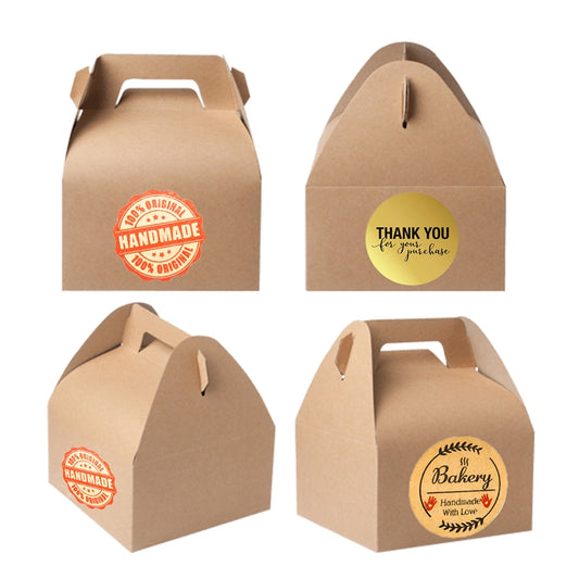 500PCS Thank You Kraft Handmade Stickers Cards Box