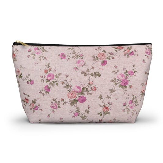 Customizable: Floral Accessory Pouch, Makeup Bag, Travel Organizer, Gift for Her, Pink Floral Bag, Cosmetic Case, Everyday Essentials