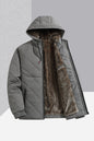 Men's Jacket With Fleece And Thick Cotton, Casual Hooded Stand-up Collar