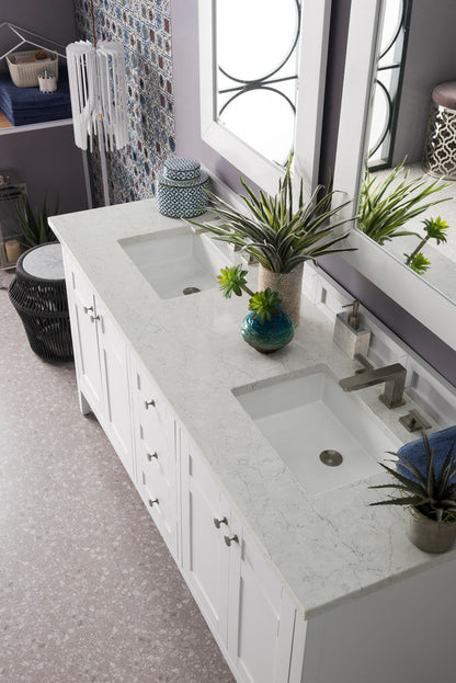 Palisades 72" Double Vanity Cabinet, Bright White