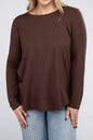 ZENANA Plus Long Sleeve Round Neck Round Hem Top