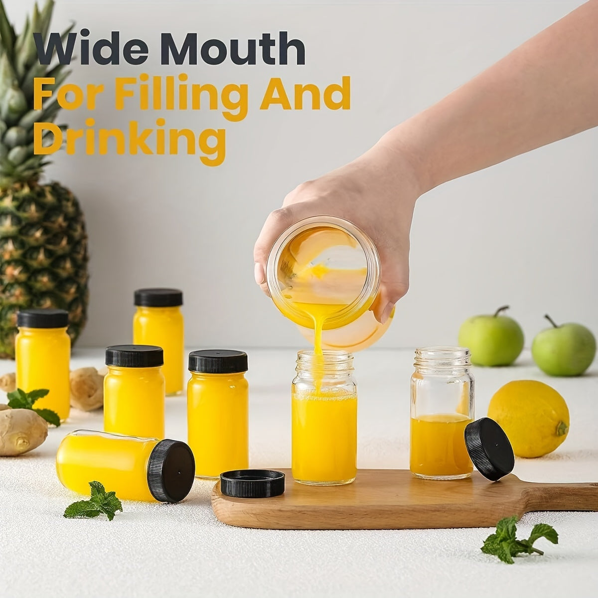 6Pack Mini Insulated Glass Shot Bottles with Lids