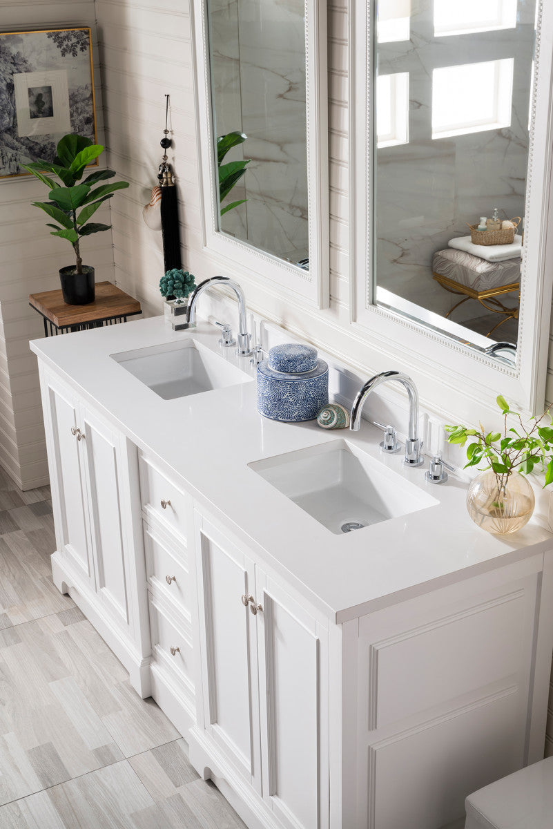De Soto 72" Double Vanity Cabinet, Bright White