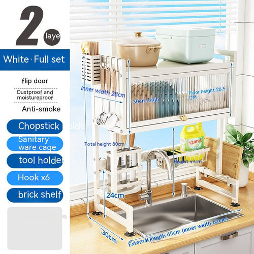 Kitchen Sink Storage Stand Surface Washed Bowl And Chopstick Rack | Kitchen + Metal