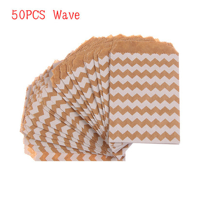 50pcs/pack 15CM*10CM Wave Dot Kraft Paper Candy | Gift Shop + Gift Wrapping | Craft Making | Under $100 | Kitchen + Metal