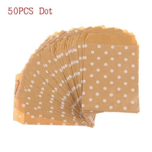 50pcs/pack 15CM*10CM Wave Dot Kraft Paper Candy | Gift Shop + Gift Wrapping | Craft Making | Under $100 | Kitchen + Metal