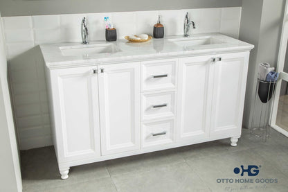 Isabel 60" White Double Bowls Bathroom Cabinet