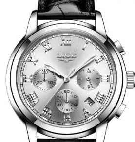 Men's Leather Sports Watch - Waterproof 30M, Alloy Case