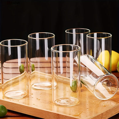6pcs Borosilicate Glass Drinking Cups Set, 250/400ml Clear Highball
