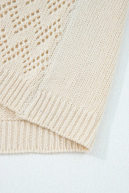 Smoke Gray Solid Color Hollow Knit Cardigan