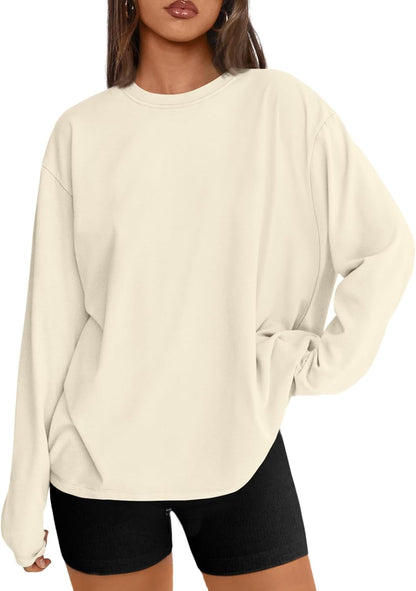 Big & Tall Clothing - Women's Oversized Long Sleeve T-Shirt Basic Crewneck Tee Fall Casual Top