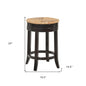24" Natural And Espresso Solid Wood Swivel Backless Counter Height Bar Chair