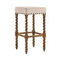 30" Cream And Natural Solid Wood Backless Bar Height Bar Chair