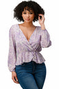 Printed Surplice Peplum Hem Blouse Top | Apparel | Kitchen + Metal