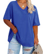 Cato Fashions Online - Women's Plus Size V-Neck Cotton T-Shirts - Summer Half Sleeve Casual Loose Fit Tunic Tops