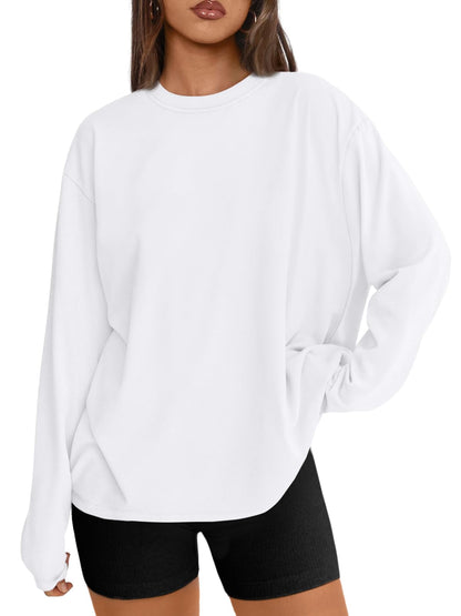 Big & Tall Clothing - Women's Oversized Long Sleeve T-Shirt Basic Crewneck Tee Fall Casual Top